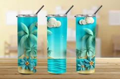 3D Beach 20 oz Skinny Tumbler Sublimation, 3d Tumbler Png Product Image 3