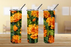 3D Marigold Flowers 20 oz Skinny Tumbler Sublimation Design Product Image 3
