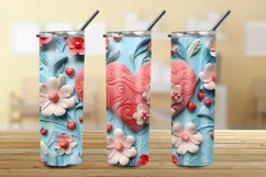 3D Heart Floral Tumbler, 3D 20oz Skinny Tumbler Sublimation Product Image 3