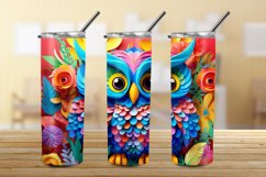 3D Embroidered Flower Owl 20 oz Skinny Tumbler Sublimation Product Image 3