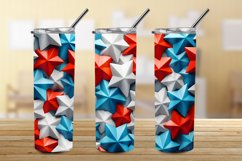 3D Stars Patriotic 20 oz Skinny Tumbler Wrap Sublimation Product Image 3