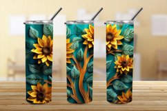 3D Sunflowers 20 oz Skinny Tumbler Sublimation Design Product Image 3