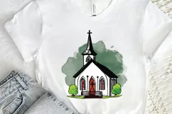 Watercolor Church Sublimation PNG Clipart Product Image 2