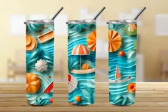 3D Summer Tumbler Wrap, 20oz Skinny Sublimation Designs PNG Product Image 3