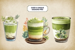 Matcha Latte Clipart Bundle 4 PNG Product Image 2