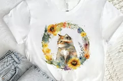 Watercolor Cat With Sunflower PNG Clipart Product Image 3