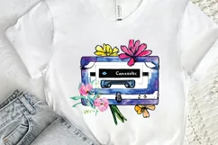 Watercolor Floral Cassettes PNG Clipart Product Image 2
