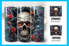 3D Colorful Skull Surrounded By Floral 20oz Tumbler Wrap Product Image 1