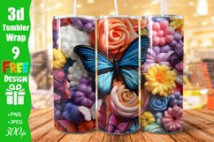 3D Butterflies Floral 20oz Skinny Tumbler Sublimation Product Image 2