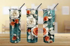 3D Beautiful Roses 20 oz Skinny Tumbler Sublimation Design Product Image 3