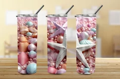 3D Starfish and Seashells 20 oz Skinny Tumbler Sublimation Product Image 3
