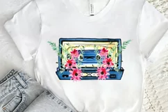 Watercolor Floral Cassettes PNG Clipart Product Image 3