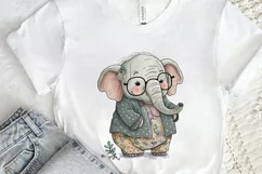 Watercolor Cute Elephant Grandma png clipart Product Image 2