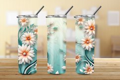 3D Daisies Flowers 20 oz Skinny Tumbler Sublimation Design Product Image 3