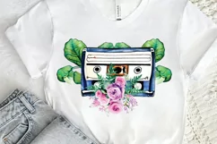 Watercolor Floral Cassettes PNG Clipart Product Image 2