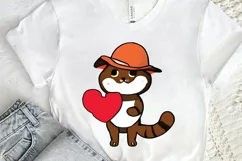 Watercolor Funny Cat Valentine PNG Clipart Product Image 2