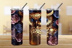 3D Owl Metallic Finishes 20 oz Skinny Tumbler Sublimation Product Image 3