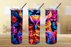 3D Embroidered Owl 20 oz Skinny Tumbler Sublimation Design Product Image 3