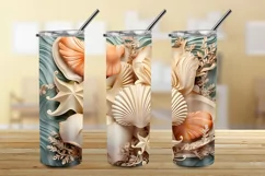 3D Seashells Beach 20oz Skinny Tumbler, 3D Beach Tumbler Product Image 3