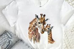 Watercolor Mom and Baby Giraffe PNG Clipart Product Image 2