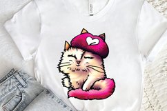 Watercolor Funny Cat Valentine PNG Clipart Product Image 2