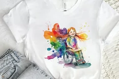 Watercolor Girl with Disability PNG Clipart Product Image 2
