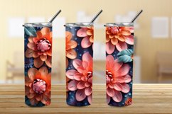 3D Colorful Rainbow Flowers 20 oz Skinny Tumbler Sublimation Product Image 3