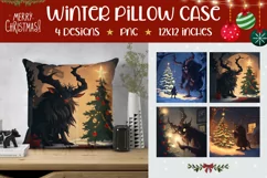 Spooky Christmas Pillowcase PNG, Winter Village Pillow Case Product Image 1