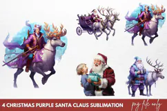 Christmas purple santa claus sublimation PNG Product Image 1