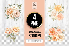 Peach Rose Bouquet Clipart Sublimation PNG Product Image 1