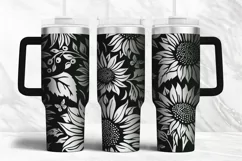 40oz Tumbler laser svg wrap| Floral Sunflowers pattern Product Image 2