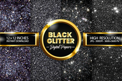 black glitter Digital Papers - 04 variations Product Image 1