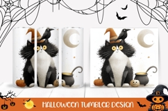 Cartoon Halloween Cat Tumbler, Spooky Halloween Print Product Image 1