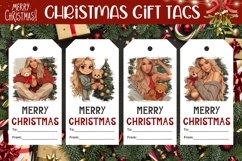 Winter Gift Tag Printable, Cartoon Christmas Girl Gift Tags Product Image 1