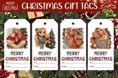 Winter Gift Tag Printable, Cartoon Christmas Girl Gift Tags Product Image 1