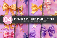 Pink Bow Pattern Digital Paper Product Image 1