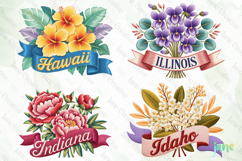 USA State Flowers Embroidery Clipart Product Image 1