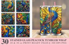 3D Stained glass peacock Tumbler Wrap Bundle Product Image 1