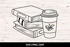 Hand Drawn Books And Coffee Cup SVG Product Image 1