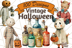 Vintage Halloween PNG Clipart, 1950s Retro Graphics Clip Art Product Image 1