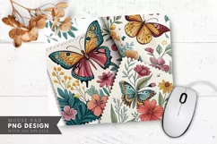 Butterfly Blooms Fabric Swatches Mouse Pad PNG Design Product Image 1