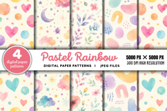 Pastel Rainbow Digital Paper JPG Product Image 1