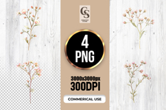 Delicate Blossom Branch Clipart Sublimation PNG Product Image 1