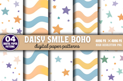 Daisy Smile Boho Digital Paper Background Bundle PNG Product Image 2