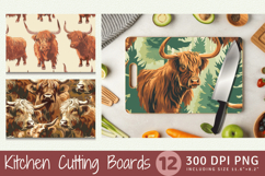 Western Highland Cows Cutting Boards sublimation Design Product Image 1