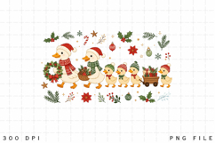 Christmas Duck Family PNG Sublimation Design, Xmas Ducklings Product Image 1