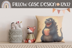 Fantasy Pillow Case Design, Godzilla Pillow Sublimation PNG Product Image 1