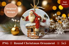 Santa Claus Round Ornament PNG, Christmas Chimney Ornament Product Image 1