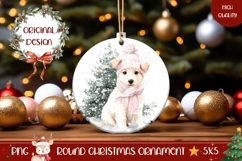 Christmas Dog Round Ornament, Winter Dog Ornament PNG Product Image 1