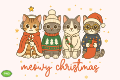 Cute Christmas Cats Wall Art PNG, Christmas Cat PNG, Meowy Product Image 2